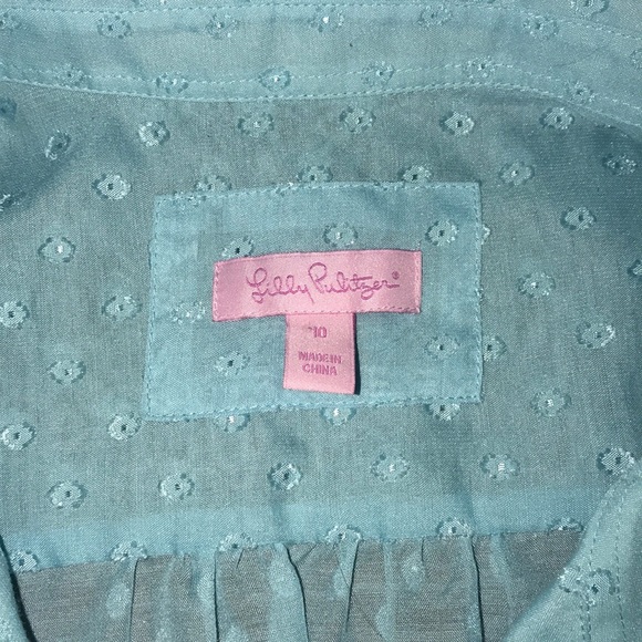 Lilly Pulitzer 10 Teal sheer Women’s Top - Picture 5 of 11